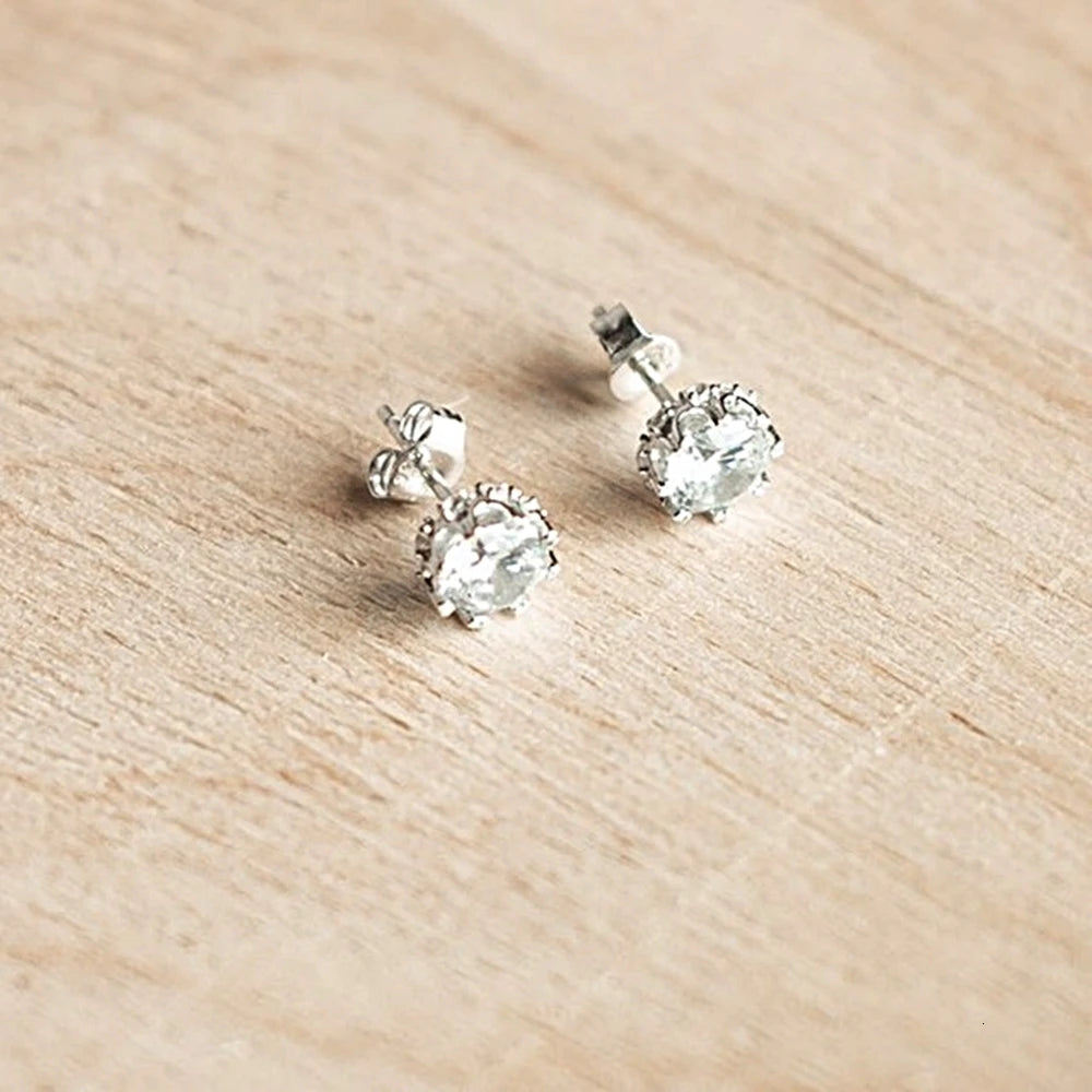 Elegant 925 Sterling Silver Stud Earrings with Cubic Zirconia