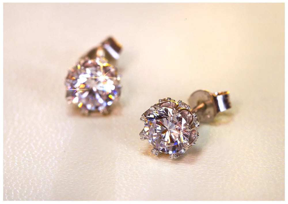 Elegant 925 Sterling Silver Stud Earrings with Cubic Zirconia