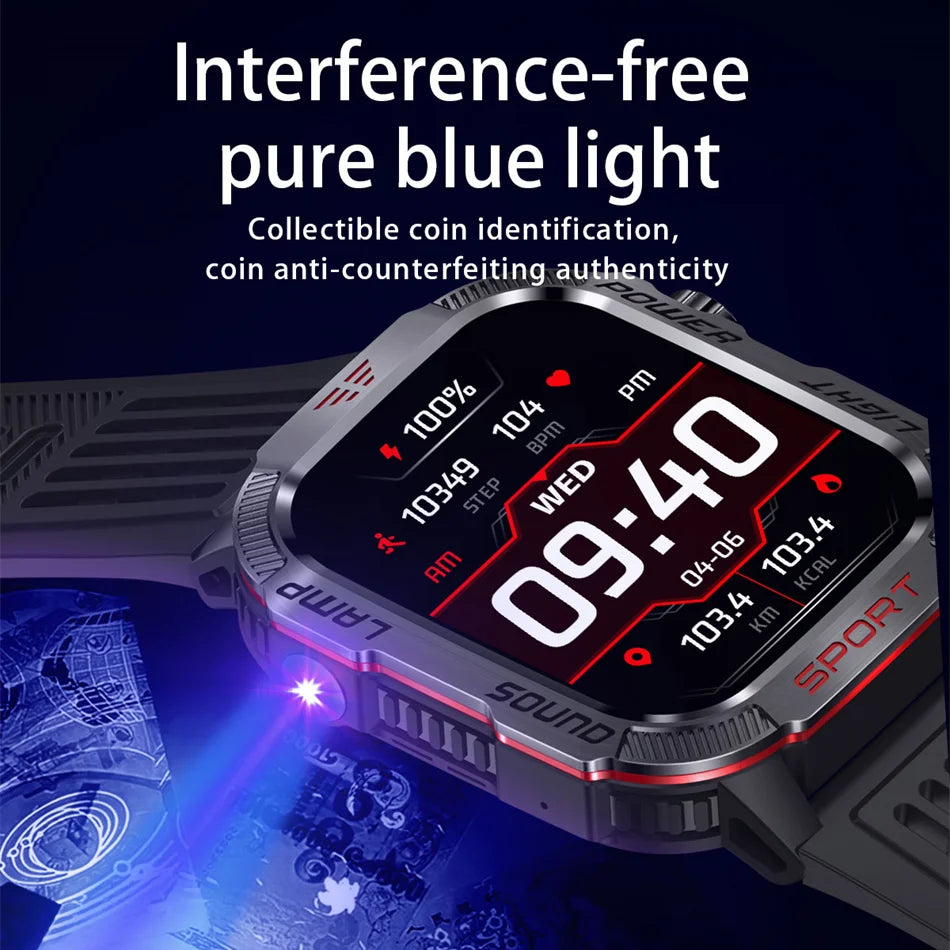 Military GPS Smart Watch Men Waterproof Fitness Tracker 2.01 Screen