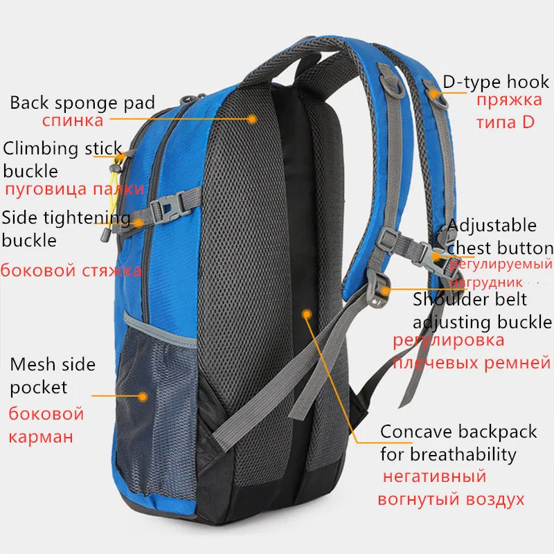 40L Waterproof Gym & Hiking Backpack for Travel and Fitness