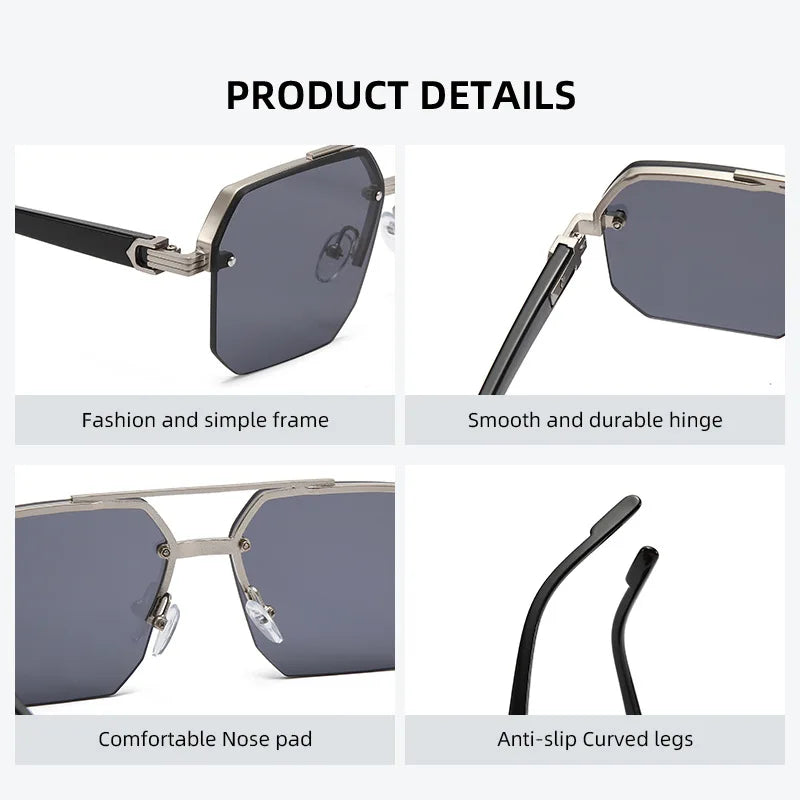 Oversized Retro Square Sunglasses UV400 Alloy Frame Unisex Style