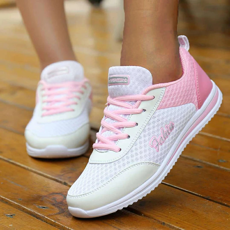 Breathable Lace-Up Sneakers Soft Mesh Casual Shoes for Women