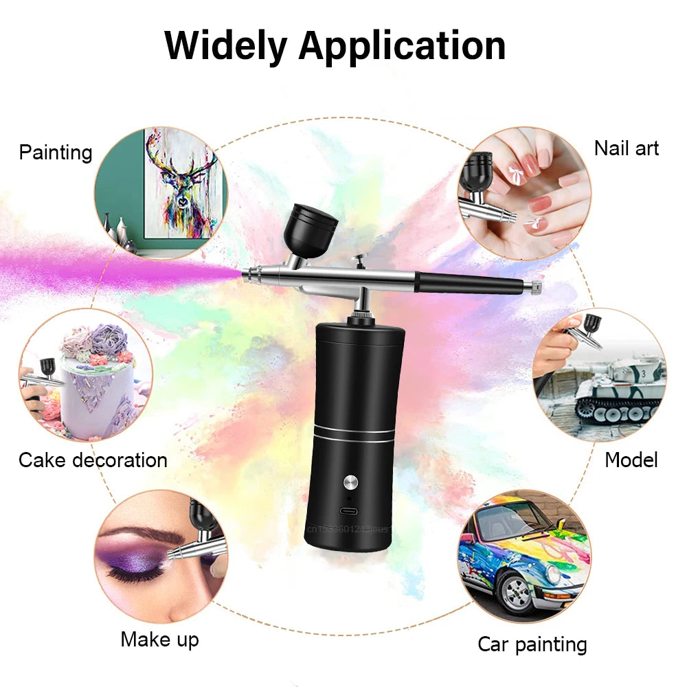 Portable Airbrush Nail Art Kit with Compressor for Crafts & Makeup