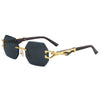 Rimless Vintage Sunglasses with Leopard Temples for Men and Women