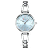 Elegant Ladies Quartz Watch with Rhinestones and Steel Band