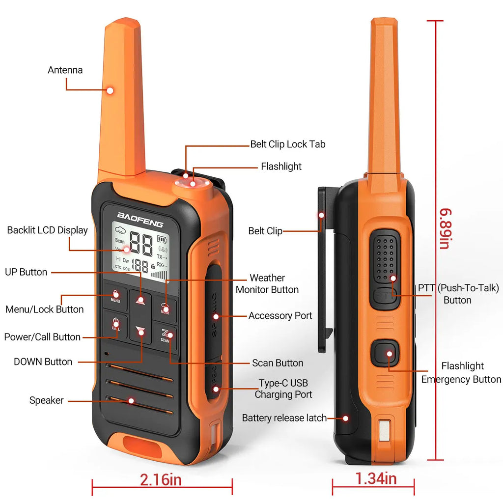 2pcs F22 Mini Walkie Talkie Compact for Outdoor Adventures