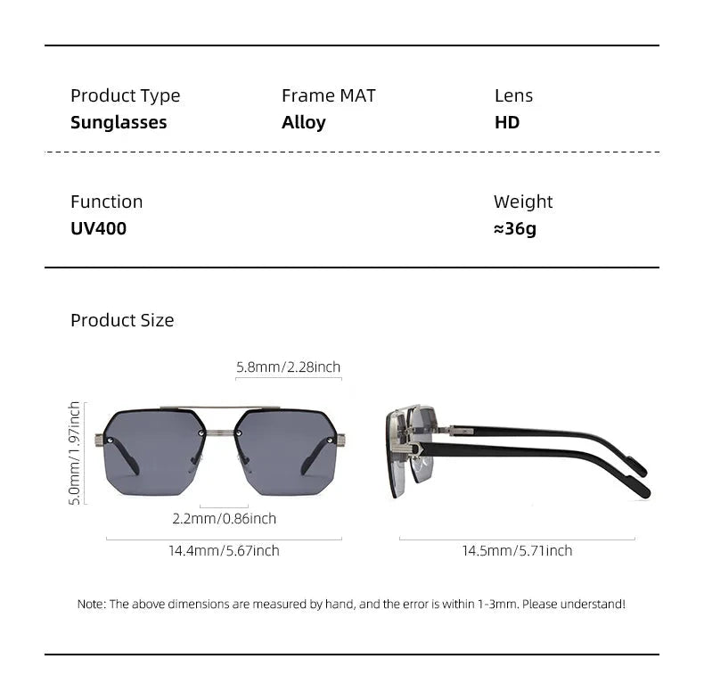 Oversized Retro Square Sunglasses UV400 Alloy Frame Unisex Style