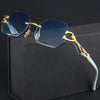 Rimless Vintage Sunglasses with Leopard Temples for Men and Women