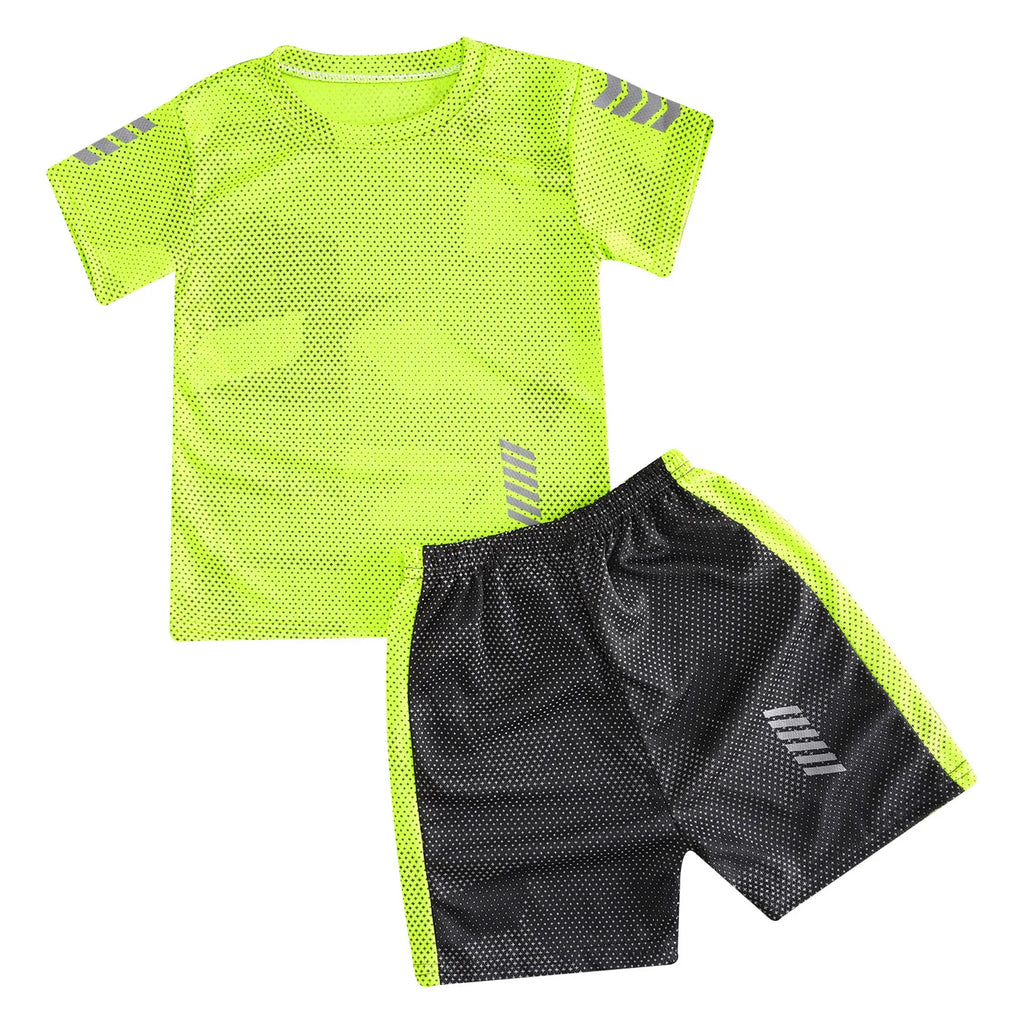 Boys Quick Dry Breathable Sports Set Shirt and Shorts for Training