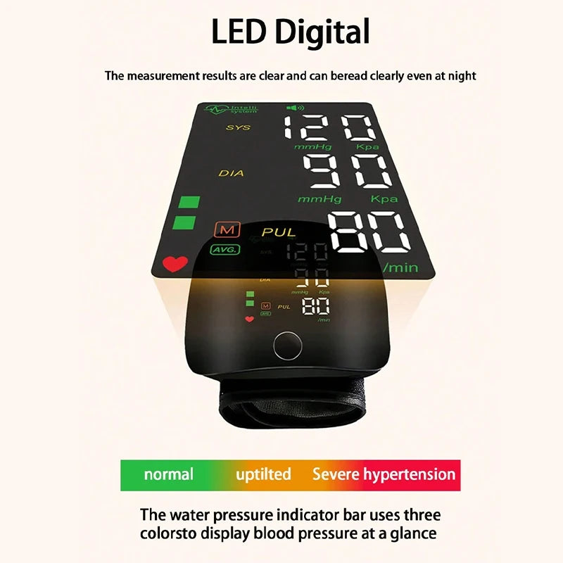 Rechargeable Wrist Blood Pressure Monitor with LED Display