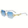 Rimless Vintage Sunglasses with Leopard Temples for Men and Women