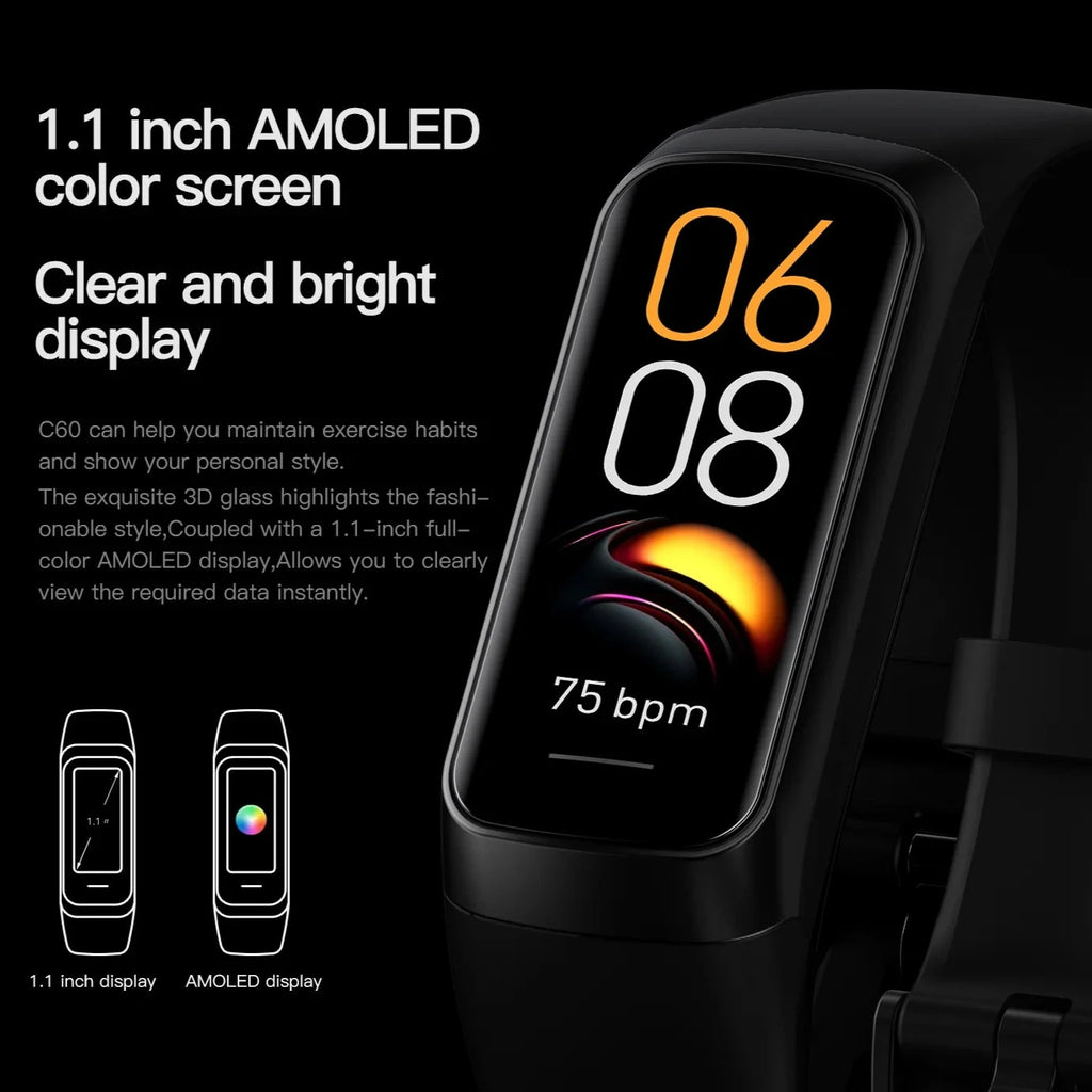 Amoled Smart Watch for Men and Women Fitness Tracker Waterproof