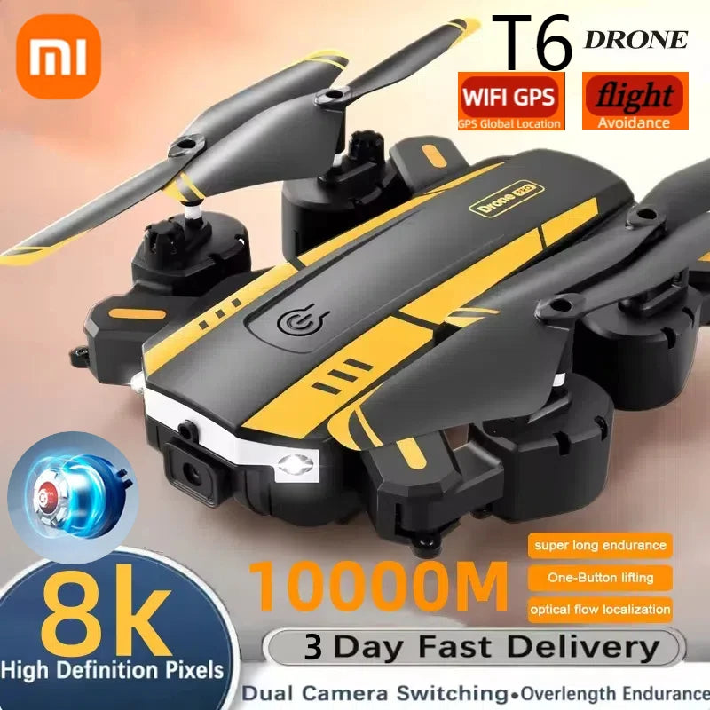 T6 Drone for Sports & Outdoor Workouts - 8K Camera, Foldable