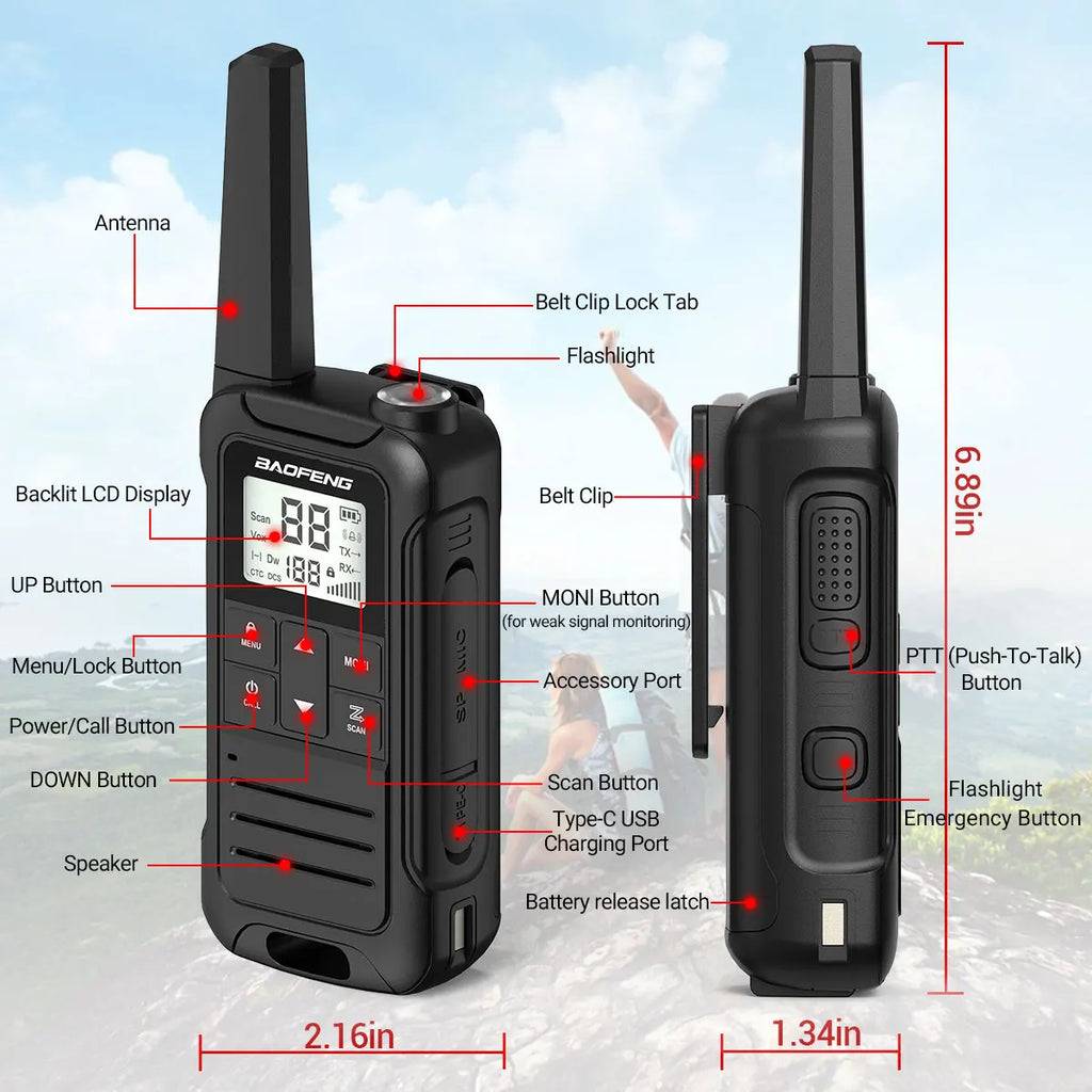 2pcs F22 Mini Walkie Talkie Compact for Outdoor Adventures