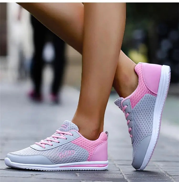 Breathable Lace-Up Sneakers Soft Mesh Casual Shoes for Women