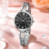 Elegant Ladies Quartz Watch with Rhinestones and Steel Band