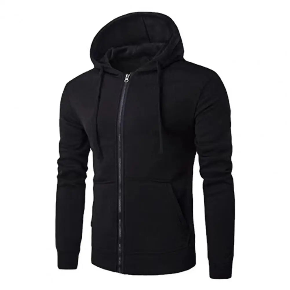 Men's Slim Fit Hoodie Full Sleeve Casual Zipper Sweatshirt Black