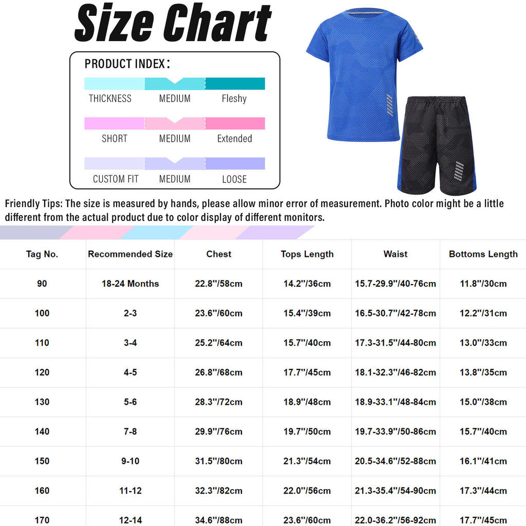 Boys Quick Dry Breathable Sports Set Shirt and Shorts for Training