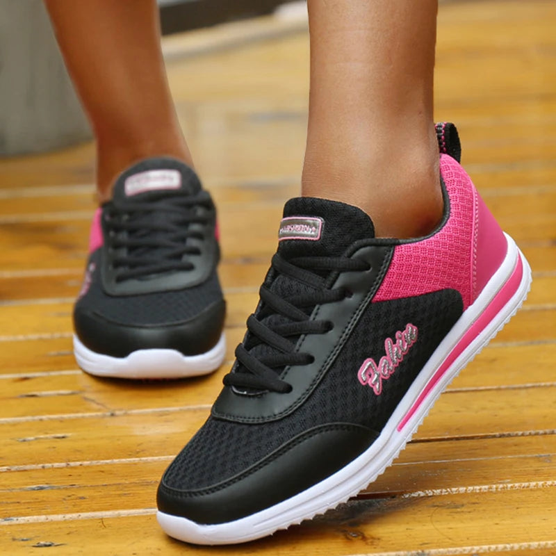 Breathable Lace-Up Sneakers Soft Mesh Casual Shoes for Women