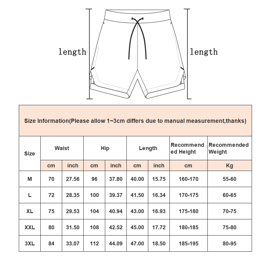 Running Shorts for Men 2-in-1 Quick Dry Gym & Fitness Training