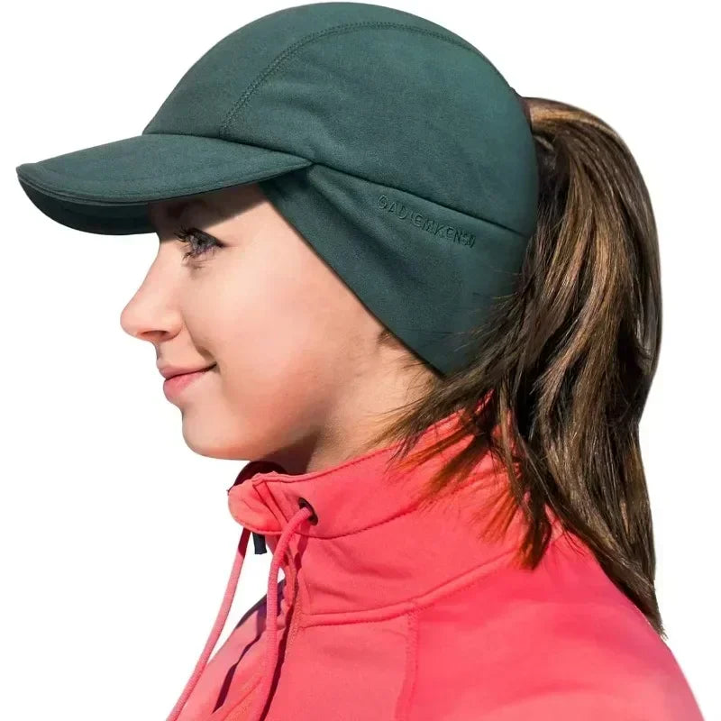 Women's Reflective Fleece Winter Hat with Ponytail Slot and Warm Ears