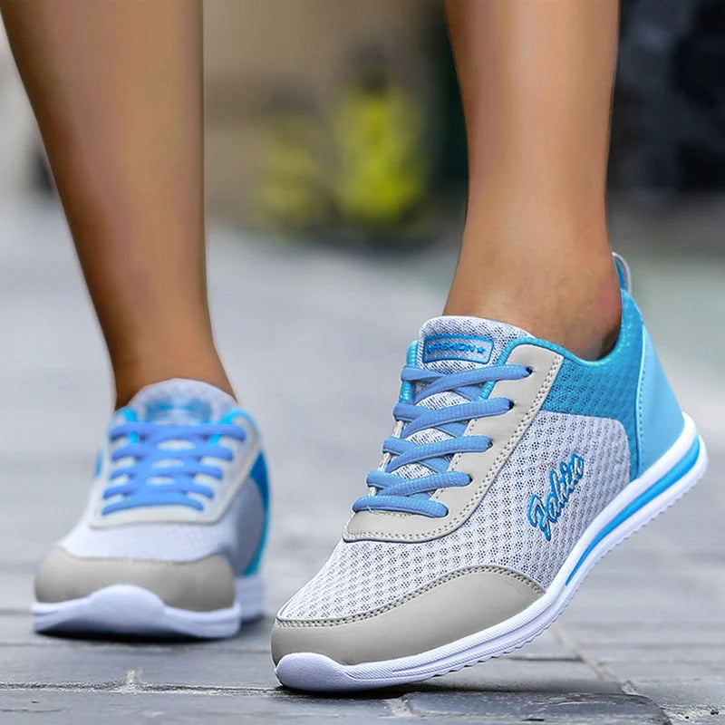 Breathable Lace-Up Sneakers Soft Mesh Casual Shoes for Women