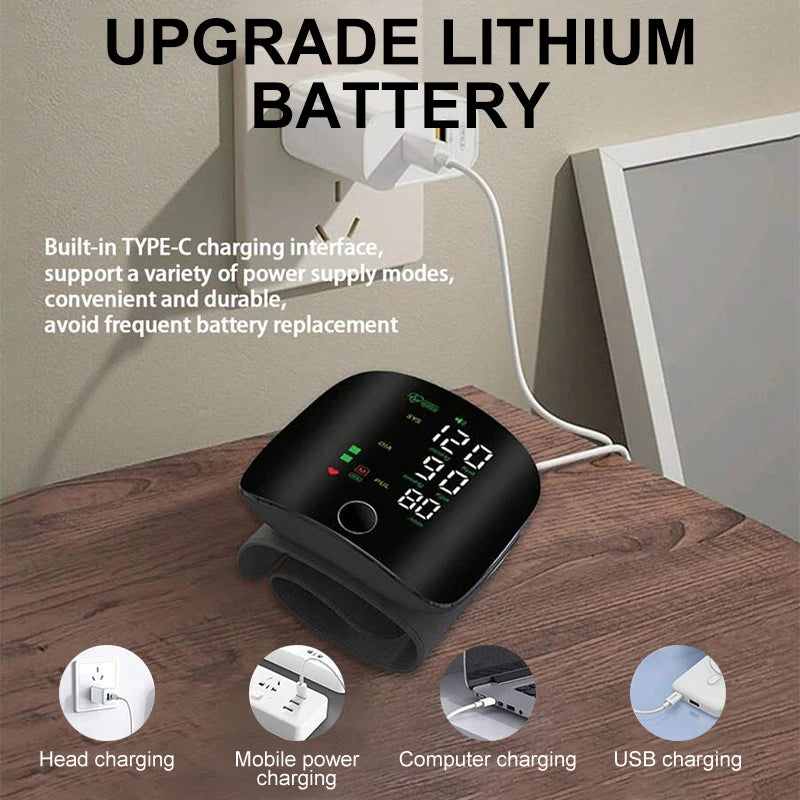 Rechargeable Wrist Blood Pressure Monitor with LED Display