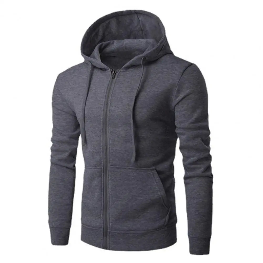 Men's Slim Fit Hoodie Full Sleeve Casual Zipper Sweatshirt Black